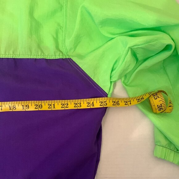 Vtg Asics Track Jacket Sz Med Full Zip Lime Green Purple Vented Lg Logo 1990's - Picture 7 of 10